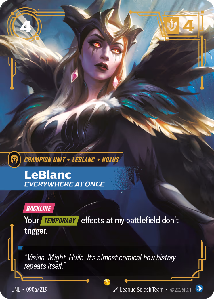LeBlanc - Everywhere At Once UNL-090A Riftbound card