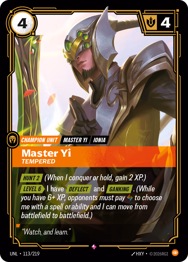 Master Yi - Tempered UNL-113 Riftbound card