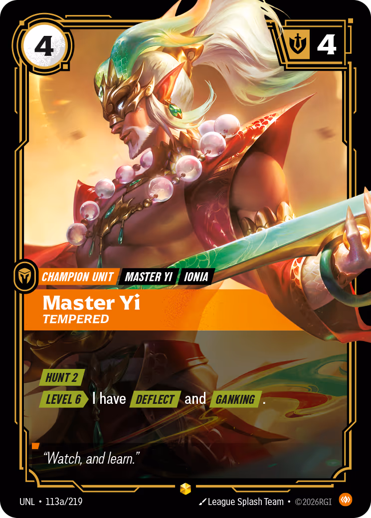 Master Yi - Tempered UNL-113A Riftbound card