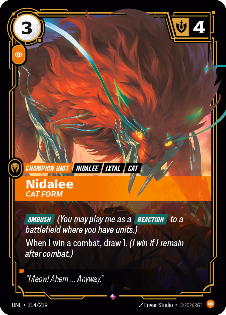 Nidalee - Cat Form UNL-114 Riftbound card