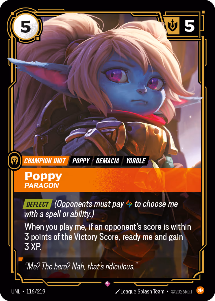 Poppy - Paragon UNL-116 Riftbound card