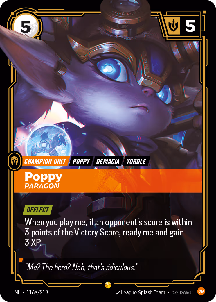 Poppy - Paragon UNL-116A Riftbound card