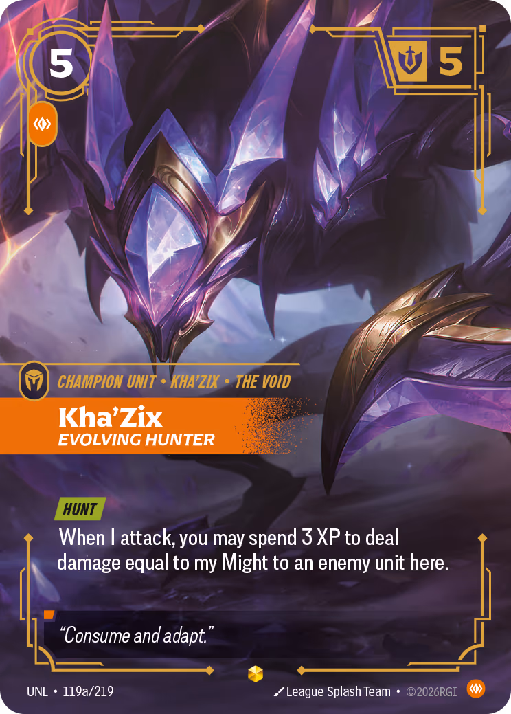 Kha'Zix - Evolving Hunter UNL-119A Riftbound card