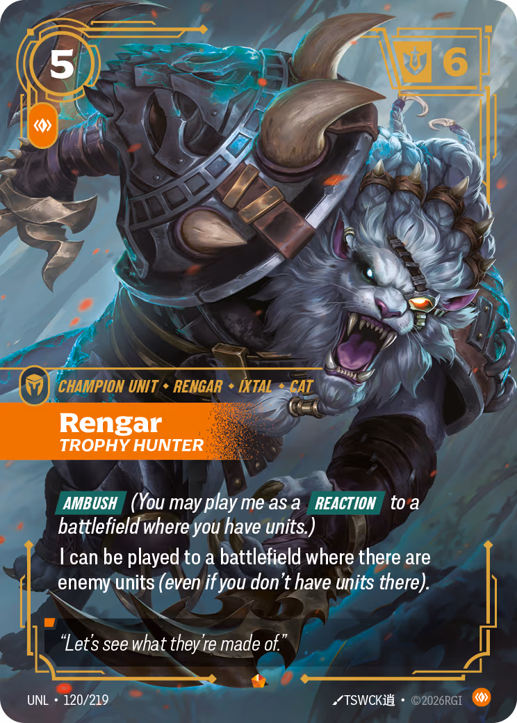 Rengar - Trophy Hunter UNL-120 Riftbound card