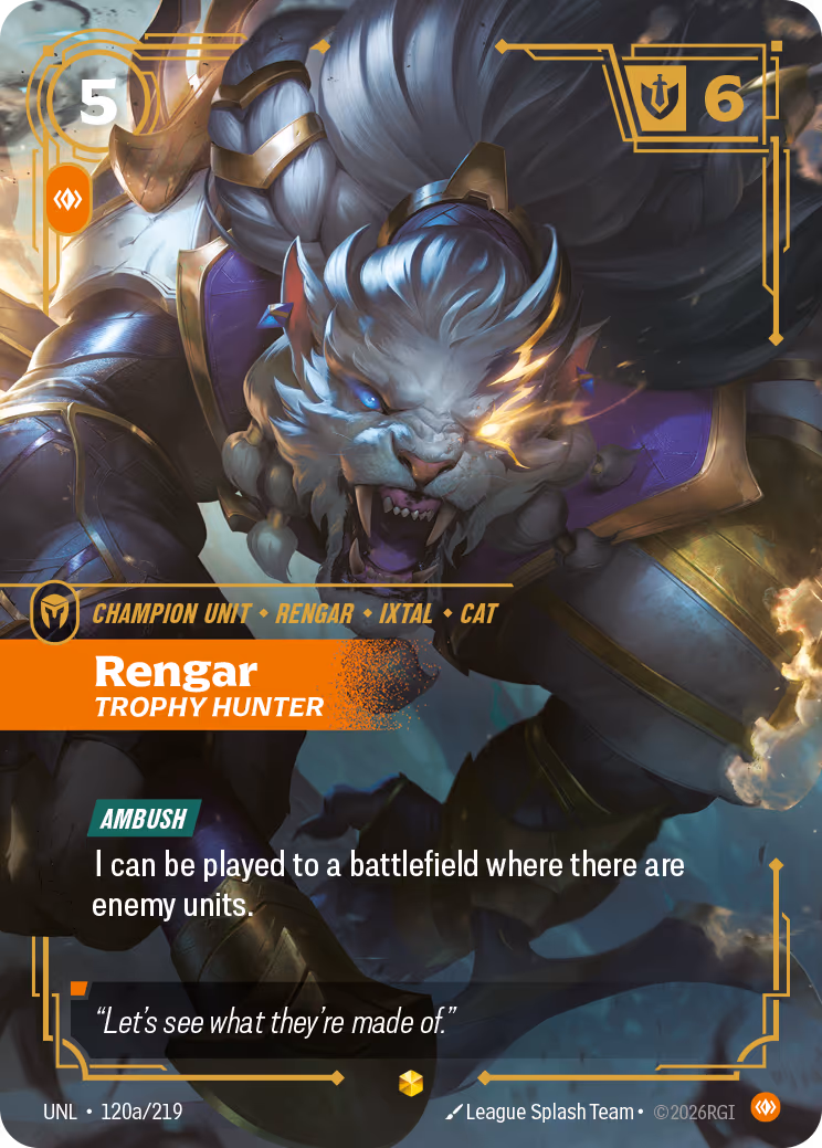 Rengar - Trophy Hunter UNL-120A Riftbound card