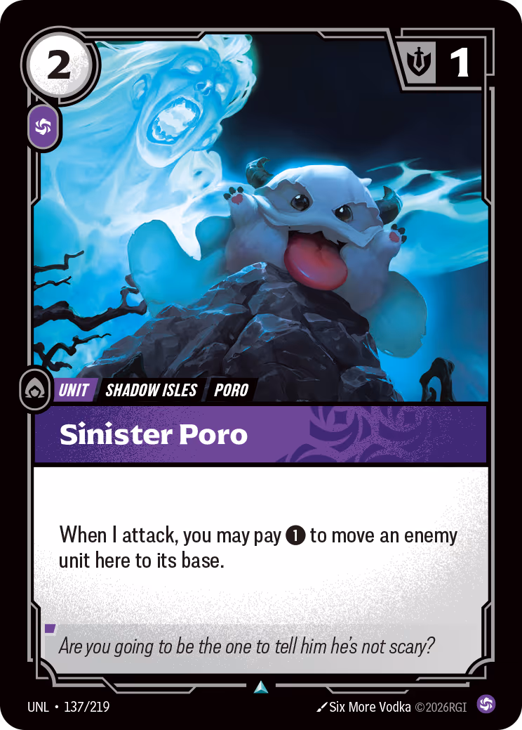 Sinister Poro UNL-137 Riftbound card