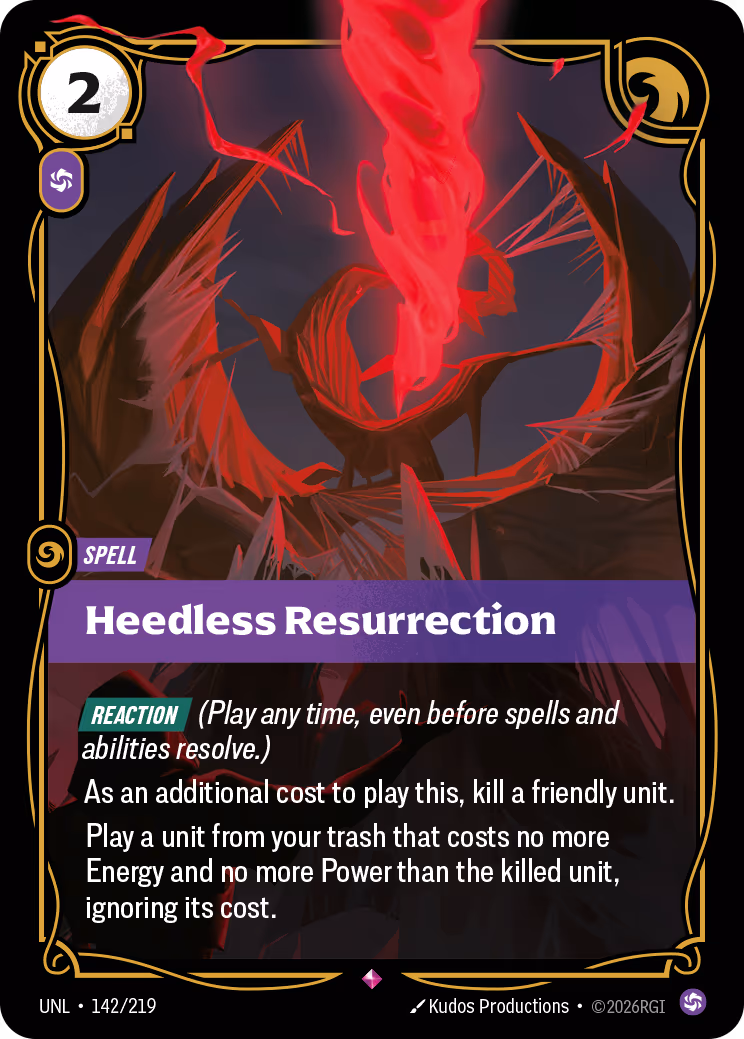 Heedless Resurrection UNL-142 Riftbound card