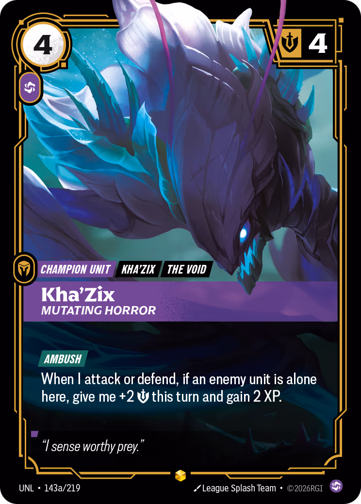 Kha'Zix - Mutating Horror UNL-143A Riftbound card