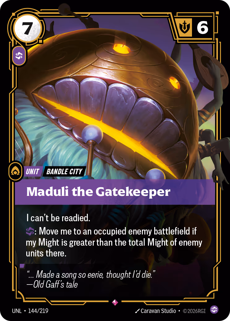 Maduli the Gatekeeper UNL-144 Riftbound card
