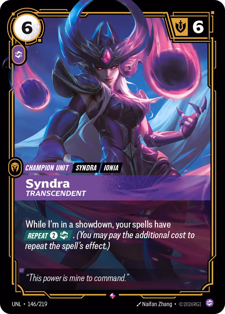 Syndra - Transcendent UNL-146 Riftbound card