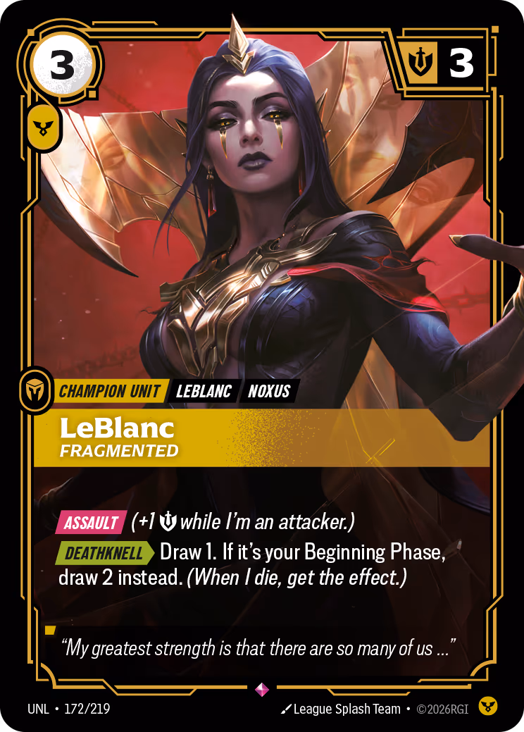 LeBlanc - Fragmented UNL-172 Riftbound card
