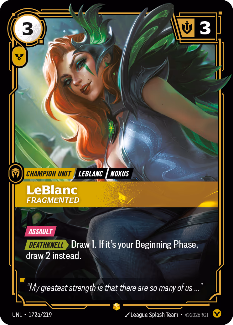 LeBlanc - Fragmented UNL-172A Riftbound card
