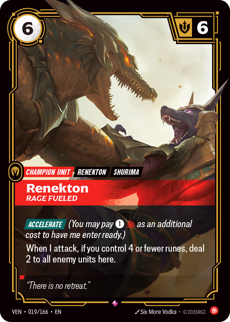 Renekton, Rage Fueled VEN-019-166 Riftbound card