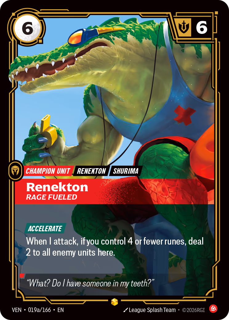 Renekton, Rage Fueled VEN-019A-166 Riftbound card
