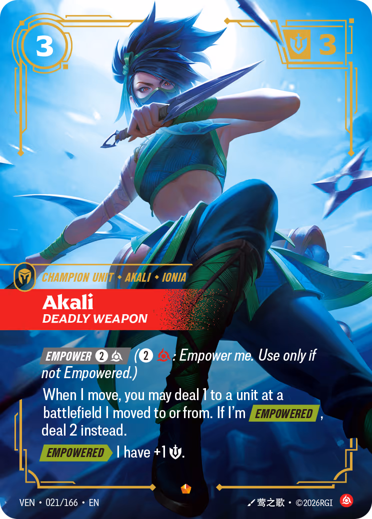Akali, Deadly Weapon VEN-021-166 Riftbound card