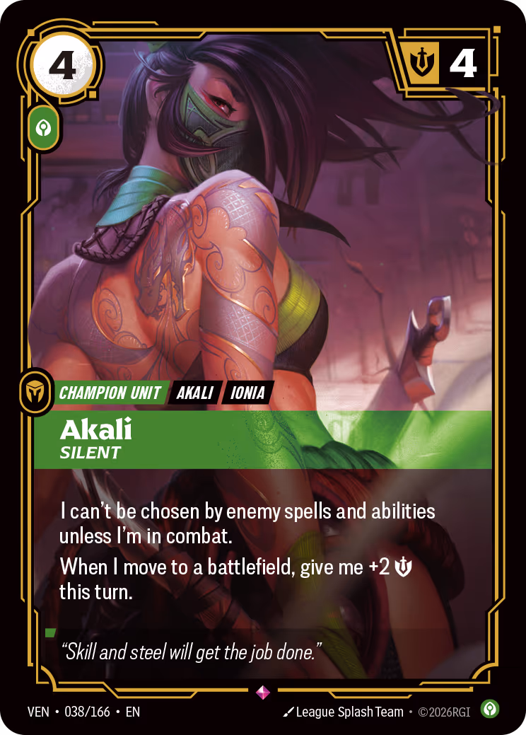 Akali, Silent VEN-038-166 Riftbound card