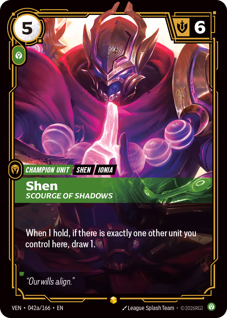 Shen, Scourge of Shadows VEN-042A-166 Riftbound card