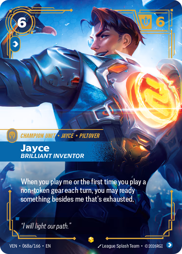 Jayce, Brilliant Inventor VEN-068A-166 Riftbound card