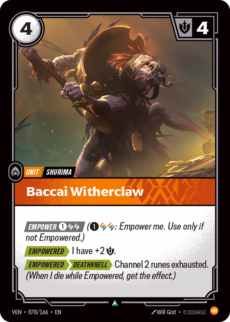 Baccai Witherclaw VEN-078-166 Riftbound card