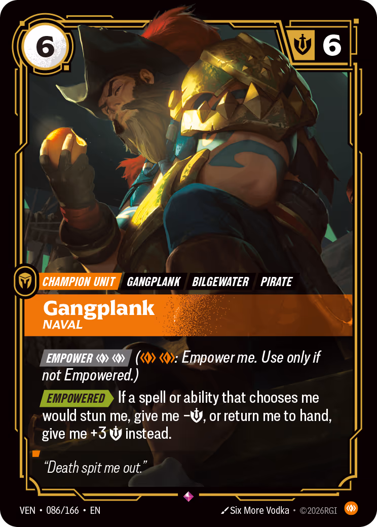 Gangplank, Naval VEN-086-166 Riftbound card