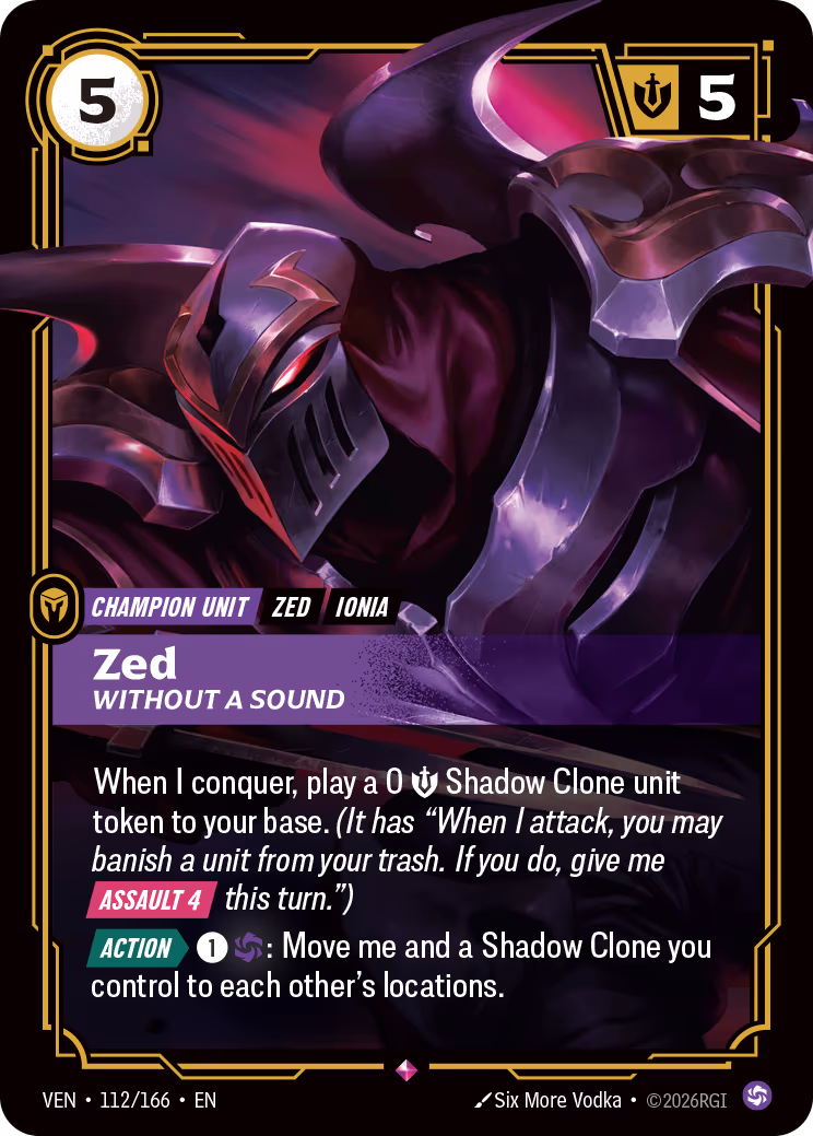 Zed, Without a Sound VEN-112-166 Riftbound card