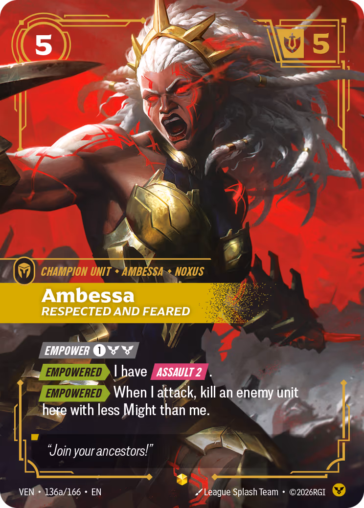 Ambessa, Respected and Feared VEN-136A-166 Riftbound card