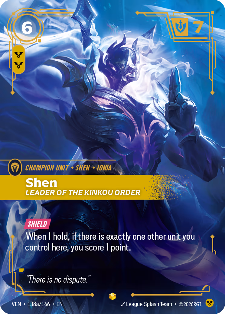 Shen, Leader of the Kinkou Order VEN-138A-166 Riftbound card